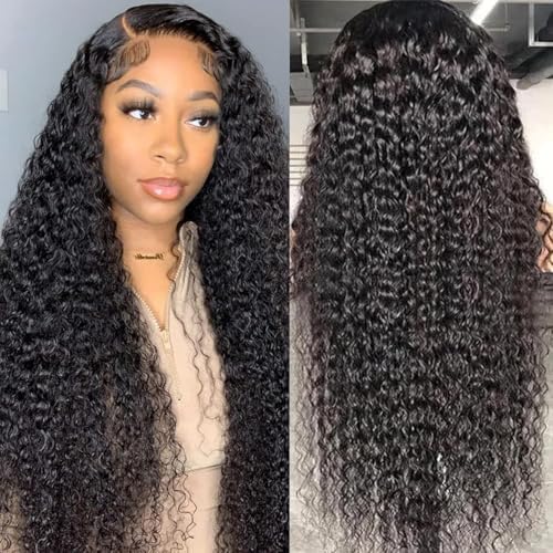 Hoiloxa 30 Inch 5x5 HD Lace Closure Wigs Human Hair Deep Wave Lace Front Wigs Human Hair Wet and Wavy Deep Curly Closure Wig 180% Density Glueless Curly Wig Deep Wave Wig — view 2