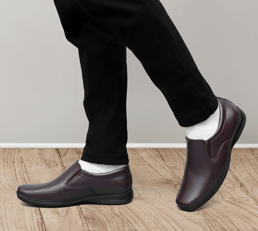 Image of ARAMISH Brown Pure Leather Office Formal Shoes for Men - 9 UK