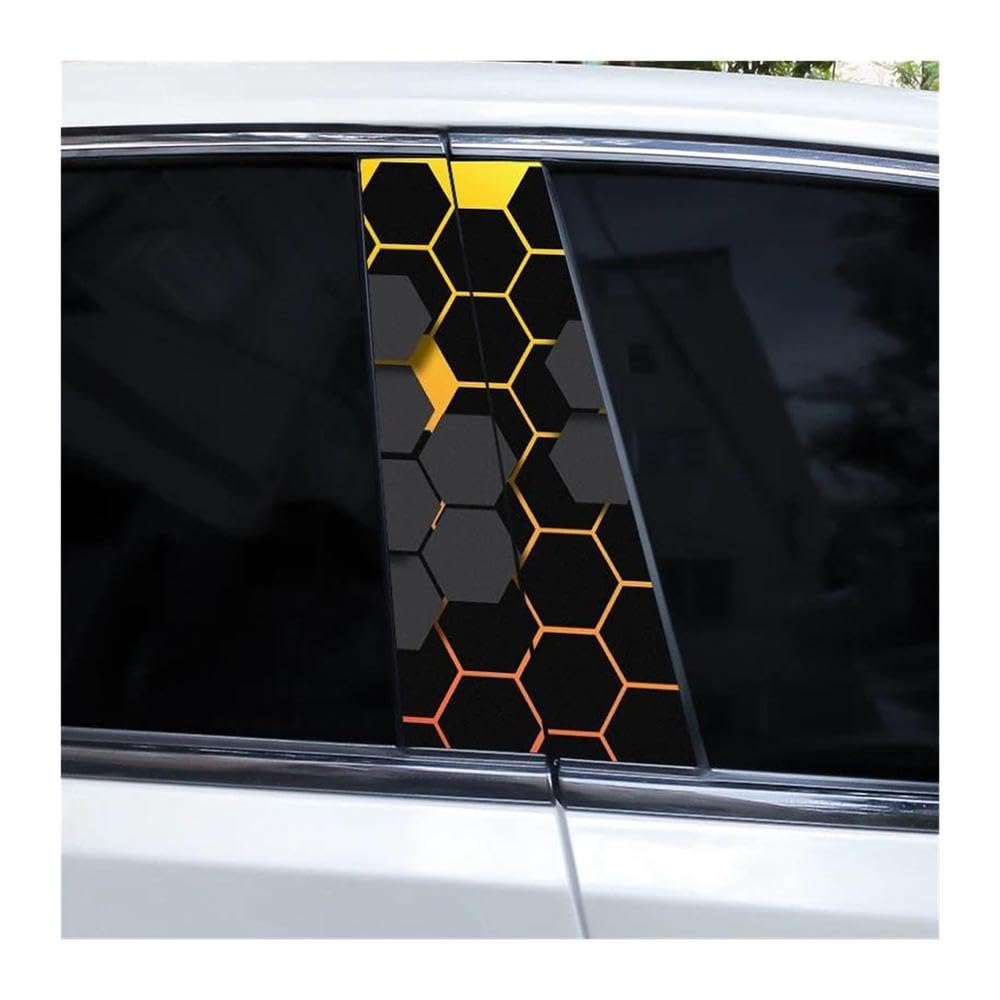 Decorative Items 2pcs Hexagon Image Stickers Car B-Pillar Vinyl Stickers DIY Car Door Pillar Stickers(N)