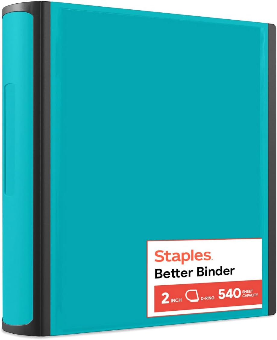 2-Inch D 3-Ring View Binder Teal