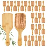 LECEHIVO Bambus-Haarbürsten, antistatisch, leicht, Paddelbürste, Gravur, Massage, Bambusborsten für Obdachlose, Männer, Frauen, Muttertag, Geschenk, Hochzeit, 28 Stück