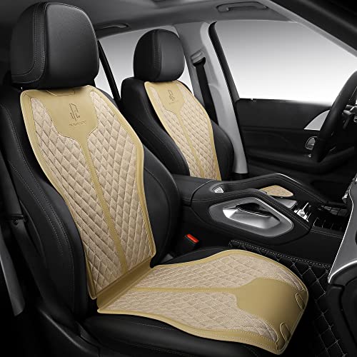 BABYBLU Car Seat Covers Full Set for Front and Rear Seats, Linen Car Seat Protectors Pads Universal Fit Most Car SUV Pick-up Truck (Full Set, Begie)