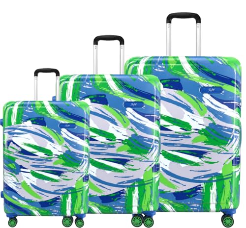 Image of Skybags Euphoria Printed Luggage Trolley Set with 8 Wheels and in-Built Combination Lock (55+65+75 cm) Unisex 5 Years International Warranty Dark Blue