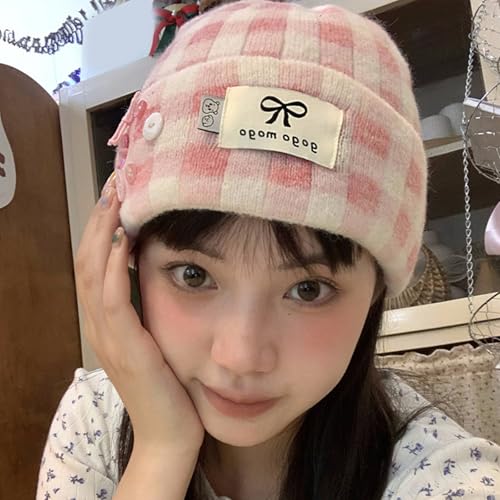 Bowknot Pattern Hat Shopping Accessory Hat Eye Catching Fashion Knitted Hats Black4