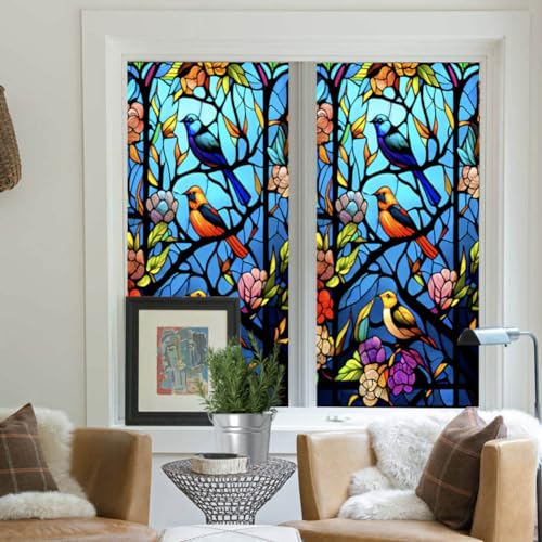 Vinilo decorativo para ventana privacidad con patrón de colibrí miniatura 2