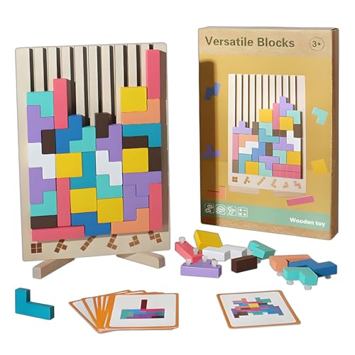 MonteSpi Montessori - Juego de bloques de madera 3D, colores brillantes, adecuados para entrenar el pensamiento lógico, regalo de cumpleaños para niños