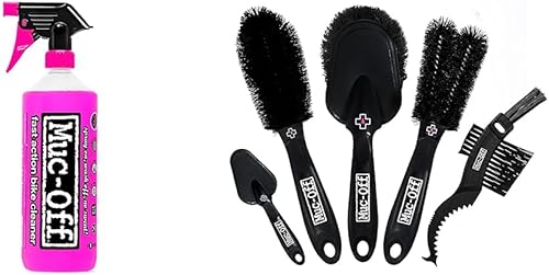 Muc-Off Nano Tech Bike Cleaner 206 - Kit de cepillos de 5 piezas, incluye 5 cepillos de limpieza para bicicletas con cerdas de nailon duraderas y