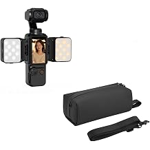 2PCS Pocket 3 4 Magnetic Mini LED Light Accessories, 8700K Adjustable Fill Video Light with Quick-Release Cold Shoe Adapter Case for DJI Osmo/Xtra Muse, for Insta360 Luna Ultra Storage Shoulder Bag