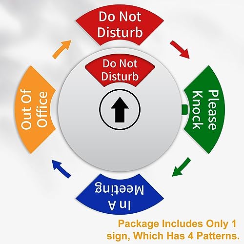 Image of Office Door Sign, Do Not Disturb /Out of Office /In a Meeting /Please Knock, Rotating Door Privacy Sign-6 Inch, Silver