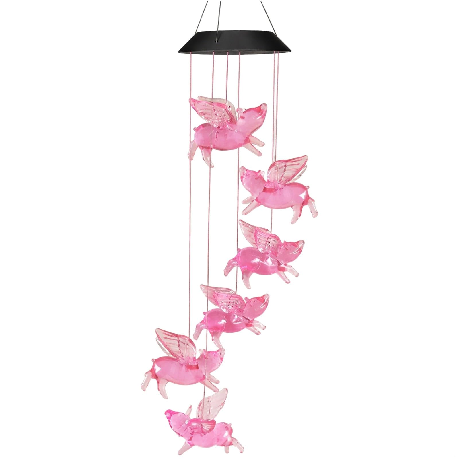 Carillon éolien cochon volant luminaire extérieur solaire suspendu étanche
