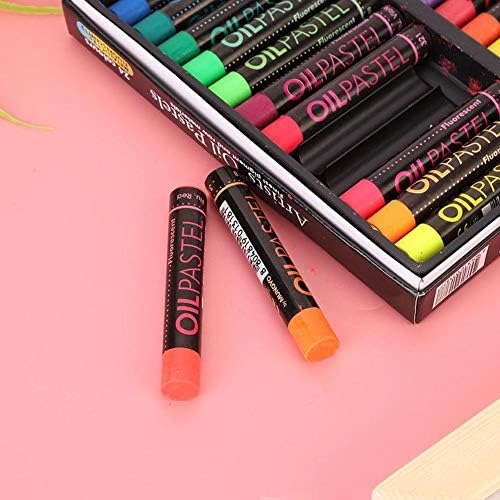 DEWIN 24 Pcs/pack Fluorescent Oil Pastel,Metallic Mixing Coloured Was Chalk Oil Painting Tool for Students Kids Artists