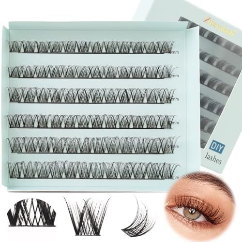 Sztuczne Rzęsy D Curl Cluster Lashes Eyelashes Individual 10mm 12mm 14mm Lashes Individual Cluster Thin Band Fluffy Lash Individuals DIY Przedłużanie Rzęs at Home by Obeyalash (DL01)