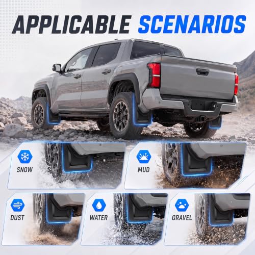 Image of Upgraded Mud Flaps Fit for 2026 2025 2024 Toyota Tacoma, No Drilling /Tape Wheel and Tire Splash Guard Fenders Compatible with Toyota Tacoma Parts, All Weather Protector Mud Guards for Trucks, 4PC