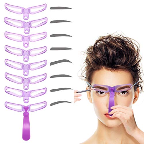 Washable Eyebrow Stencils 8 Set, Eyebrow Template, Eyebrow Shaping Kit,8 Styles Reusable Eyebrow Stencil with Handle and Strap