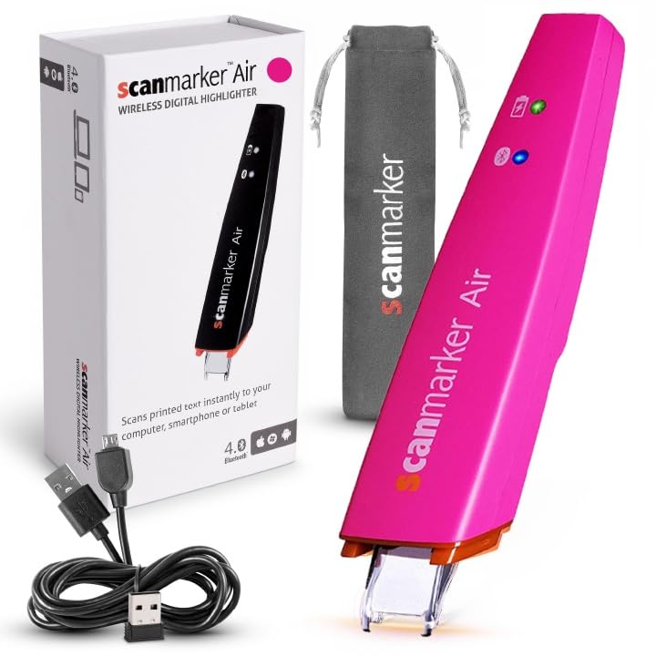 Image of Scanmarker Air Pen Scanner - OCR Digital Highlighter and Reader - Wireless (Pink, Scanmarker Air)