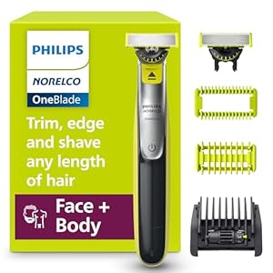 Philips Norelco for Face + Body, Electric Beard Trimmer, Shaver and Groomer, 5in1 Adjustable Comb, 1x Body Kit, Model QP2834/70, Black/Lime Green