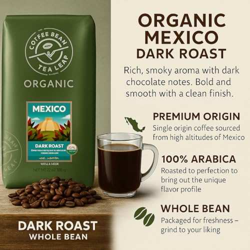 Café Orgánico Mexicano en Grano Tostado Oscuro 32oz miniatura 7
