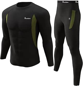 Romision Thermal Underwear for Men Long Johns Fleece Lined Hunting Gear Bottom Top Set Base Layer for Cold Weather Gift