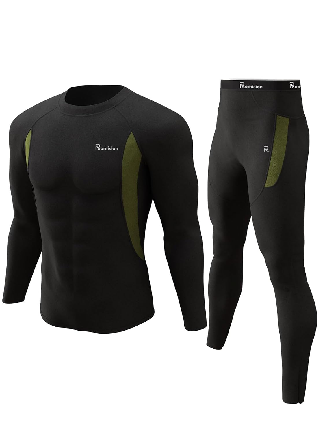 romision Thermal Underwear for Men Long Johns Fleece Lined Hunting Gear Bottom Top Set Base Layer for Cold