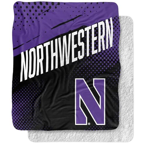 LOGOVISION Northwestern University Fan Zone Silky Touch Sherpa Back Super Soft Throw Blanket 50"x60"