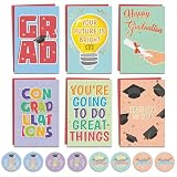 Ogeby 24 Pack Graduation Cards Assortment, 6x4in Inspirational Graduation Card Bulk With Envelope & Sticker, Congratulation Cards Set for Kindergarten Middle School & College Graduates