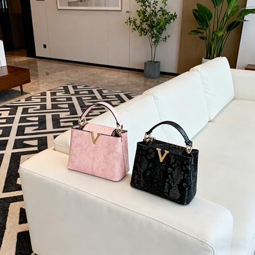 Image of Satchel Bag for Women, Crocodile Leather Purse Top Handle Purse Small Crossbody Handbag Women's Shoulder Tote Bag