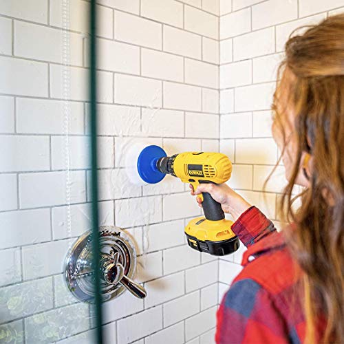 RotoScrub Bathroom Cleaning Scrub Pads + Drill Powered Scrub Brush - Drill Accessory Combo Kit
