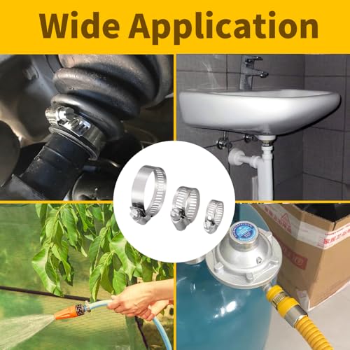 Hose Clamps Assortment Kit, Adjustable1/4\'\'–1-1/2\'\' (6-38mm),120 Pcs Stainless Steel Worm Gear Hose Clamps Pipe Clamps Fuel Line Clamps For Plumbing,Automotive,Radiator,Garden,Mechanical Applications - Thumbnail 5