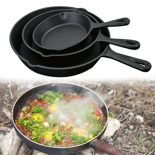 Sartén de hierro fundido de 25 cm para asar verduras y freír en estufa de cocina 6