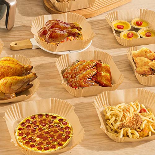 Papel para Freidora de Aire, 100 Piezas 20cm Papel Horno Cuadrado para 5-6L Freidora de Aire, Papel de Pergamino Antiadherente para Freír, Hornear, Cocinar, Asar y a Prueba de Aceite - imagen 3