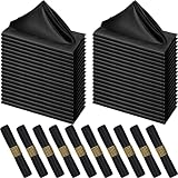 100 Pack Satin Napkins Cloth with Gold Napkin Rings 17 x 17 inch Square Table Napkins Washable Soft