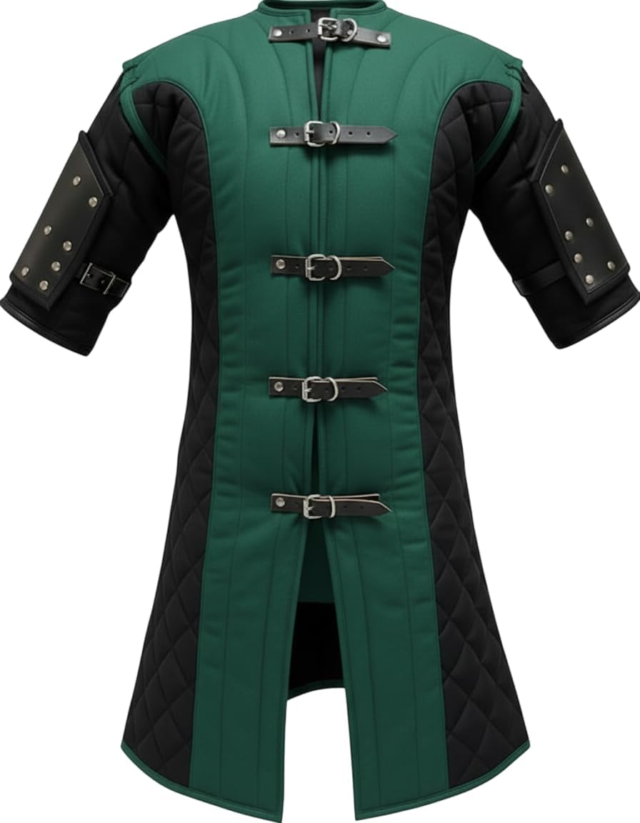 Medieval GAMBESON ARMOR Costume Gambeson Free Leather Arm Guard Reenactment Roman