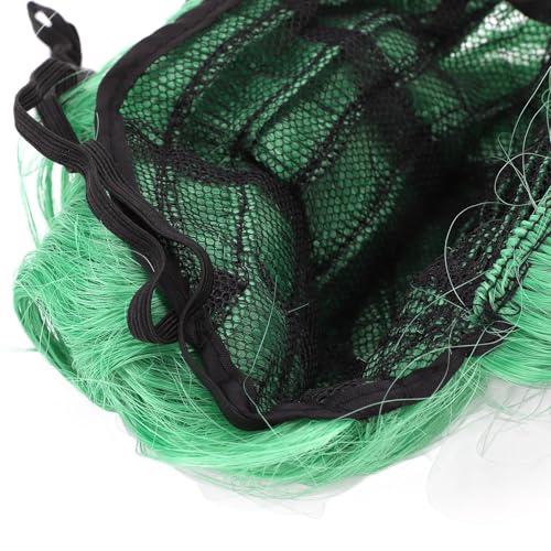 Nurnesy Pet Peruca Verde Alto Rabo de Cavalo Macio Lavável Fibra de Náilon Cão Gato Traje Cabelo par