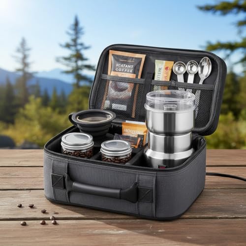 Image of Drumstone (𝐄𝐱𝐥𝐮𝐬𝐢𝐯𝐞 𝟐𝟎 𝐘𝐞𝐚𝐫𝐬 𝐰𝐚𝐫𝐫𝐚𝐧𝐭𝐲) Portable Stainless Steel Electric Grinder for Coffee Beans, Masala, Herbs & Dry Spices, High-Speed Compact Grinding Machine for Kitchen