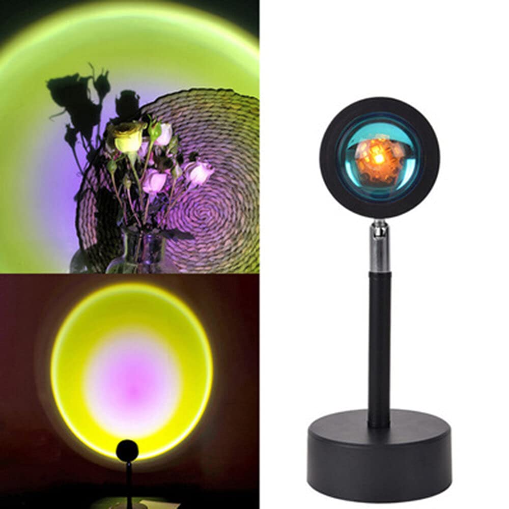 HaiMa Sunset Projection Lámpara Romantic Visual Night Light Proyector Simulante Luz del Sol LED Lámpara 180° Rotación Rainbow Floor Stand Modern Projection – Rainbow