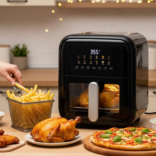 HealSmart 7.5QT Large Air Fryer with Visible Window, 12-in-1 Digital Preset & Custom DIY Functions, Precise Temp Control, Dishwasher Safe Components, Black by HealSmart - Image 6