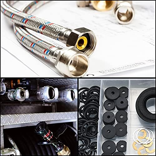 125 Pcs Tap Faucet Washers, O-Rings Seal Gasket Washers, Rubber Fiber Nylon Garden Hose Sealing Washers Assortment Kit, Tap Seal Plumbing Silicone Gaskets for Garden Hose Fittings