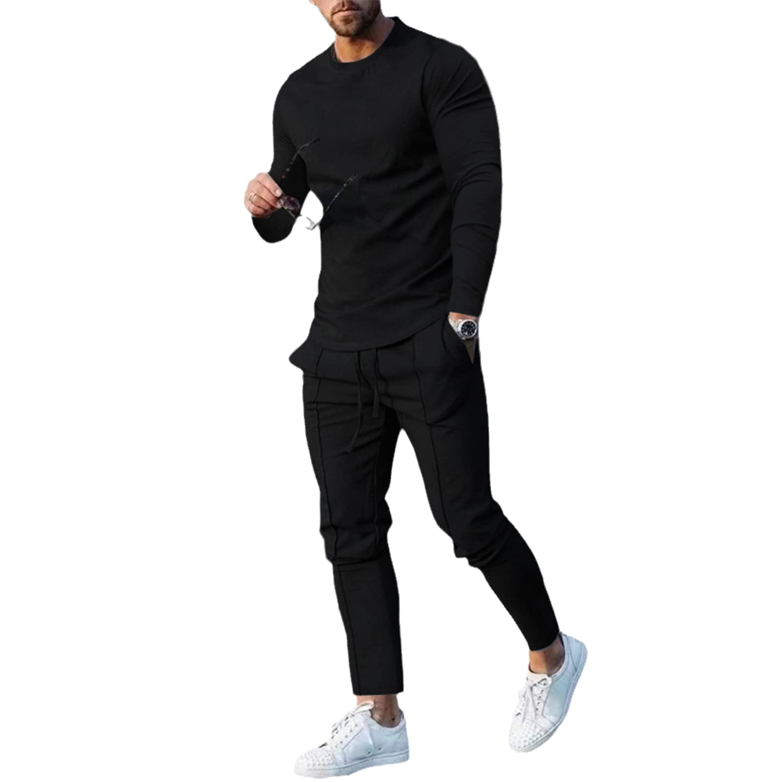 Men's Tracksuit Long Sleeve Pullover Jogging Track Suit Athletic Casual Sweatsuit