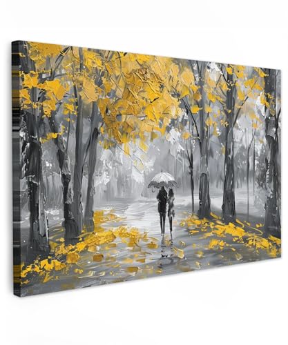 MuchoWow© Cuadros Decoracion Salon Modernos 120x80 cm para Dormitorios Cuadro Decorativos de Salon Lienzos Decorativo Pared Decoracion Dormitorio Matrimonio Acuarela - Pareja - Oro - Negro