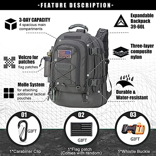 Armycamo Expandable Adjustable 40L - 64L Outdoors 3 Day Backpack For Hiking Gym Sport Camping Trekking Travel Military & Tactical,Bug Out Bag #TOP2