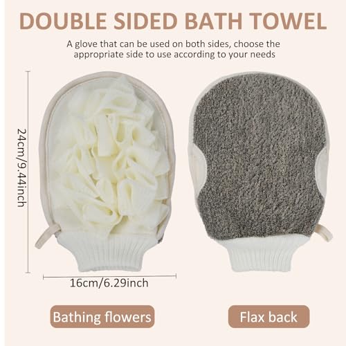 Exfoliating Mitt Body Scrub Exfoliator, Double-Sided Exfoliating Glove, Double-Sided Loofah Sponge Exfoliating Mitt, Bath Mitt for Women, Deep Clean Shower Glove for Skin Cleaning - Image 3