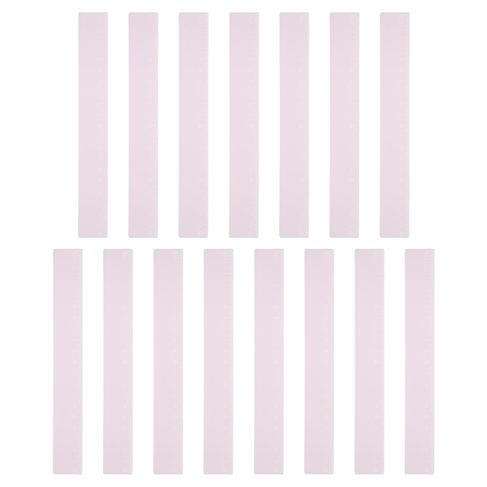 sourcing map 15pcs Straight Plastic Ruler 20cm / 8 Inch Metric Plastic Clear Measuring Tool with Wavy Line for Classrooms Home Office, Pink