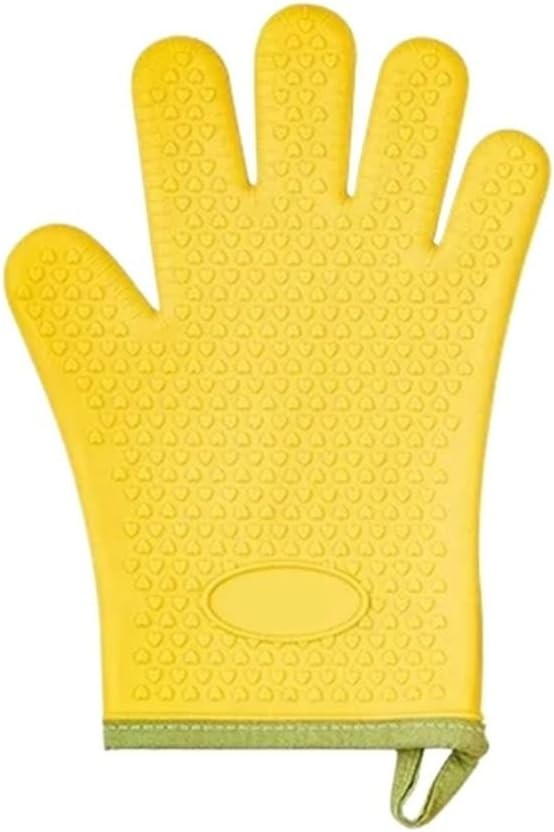 Silicone Oven Mitts Long Cuff Textured Grip for Baking Microwave Grill Hot Item Handling Kitchen Gloves(Yellow)