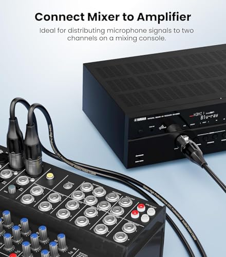 Image of MX xlr male to female microphone cable wire 3 pin mic cable microphone cord wire mic cable 5 meter for Guitar Audio Speaker Cable Multicolor (XLR Female to Dual XLR Male, 1.5 MTR)