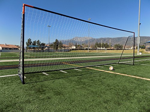 Vallerta 24 x 8 Ft.Regulation Size Soccer Goal w/Weatherproof HDPE Net. 50MM Diameter Industrial Grade Blk/Org Powder Coated Galvanized Steel. Portable 8x24 Ft Training Aid (1Net) ONE Year Warranty!