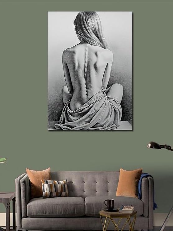 Kanvas Tablo Arkası Dönük Çıplak Kadın, 50 x 70