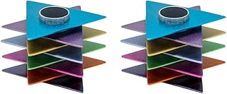 Yair Emanuel Modern Shabbat Candlestick Holders | Star of David Design | Shabbos Candle Holders Jewish Judaica (Multicolored CO-1)