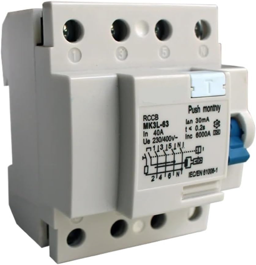 Four Poles MK3L-63 10A 40A Electronic RCCB 240VAC 30mA 4P 6KA Residual Current Circuit Breaker Electric Leakage Protection RCD(10A)