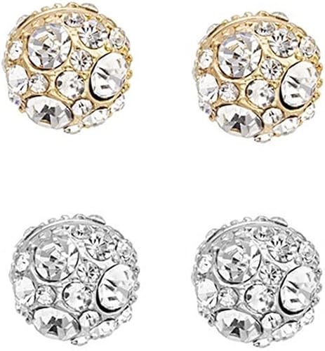 Dorina Ear Acupressure Magnetherapy Detoxi Earrings, 2 Pairs Shiny Dorina Earrings, Non Piercing Magnetic Zirconia Studs Therapy Earrings Set for Women Girls