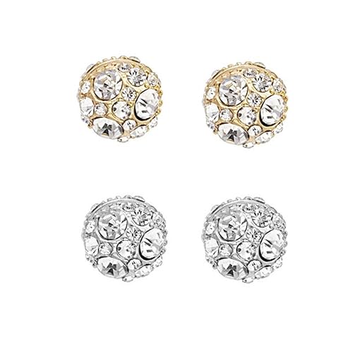 Dorina Ear Acupressure Magnetherapy Detoxi Earrings, 2 Pairs Shiny Dorina Earrings, Non Piercing Magnetic Zirconia Studs Therapy Earrings Set For Women Girls #TOP3